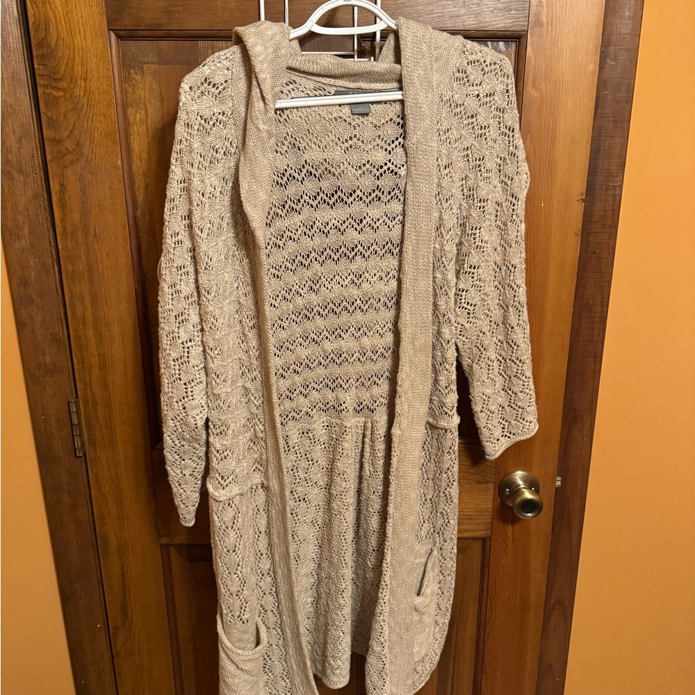 Natural Reflections Cream Cardigan Sweater Textured Knit